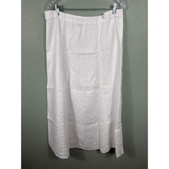 H&M Women's Size 16 Plain White Linen Side Zip Casual Summer Beach A Line Skirt - Picture 10 of 11